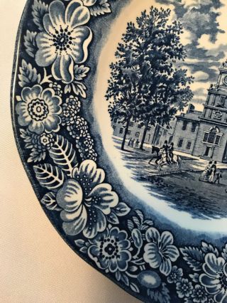 LIBERTY BLUE SET OF 2 DINNER PLATES Independence Hall STAFFORDSHIRE England 3