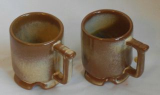 Frankoma Pottery Demitasse Cups 1c Desert Gold Plainsman Set Of 2
