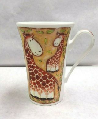 Roy Kirkham Safari Fine Bone China Latte Mug Giraffe Zebra Collectibles 2001