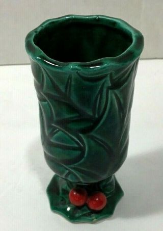 Vintage Lefton Christmas Decorative Green Holly 4 " Mini Vase