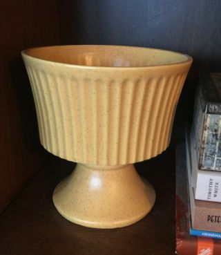 Vintage Mccoy Floraline Pottery Pedestal Planter 477 Gold Speckled 6 1/4 " Tall