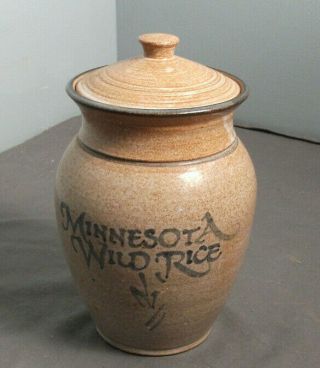 Minnesota Wild Rice Jar W/ Lid - Pottery - Hand Made - Glazed - Signed Libre Sb