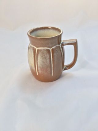 Vintage Frankoma Pottery C8 Coffee Cup/mug In Dessert Gold - Barrel Style