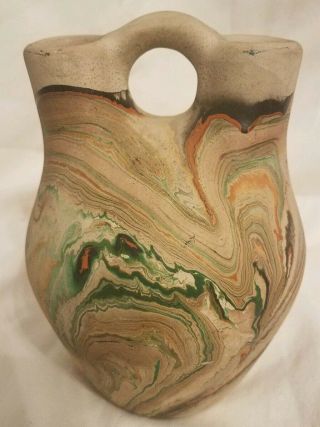 Gorgeous Nemadji Pottery Swirl Vase Pot 5 1/2” Indian Pottery Native Clay Usa