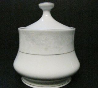 Fine China Pearl Liling White/Silver Floral Sugar Bowl 2