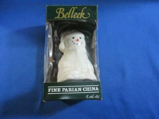 Belleek Ireland Fine Parian China Irish Snowman Santa Bell / Ornament