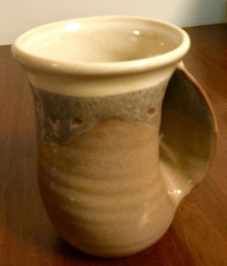 Neher Pottery Clay In Motion Right Hand Warmer Mug Cup Brown Tan Grey 2018