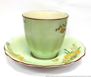 Occupied Japan Colorful Vintage Mid Century Butterfly Handle Teacup Saucer 5