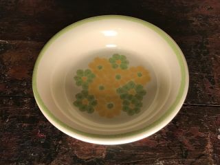 Franciscan " Picnic " Cereal Bowls Green & Yellow Flowers Coupe Cereal Bowls