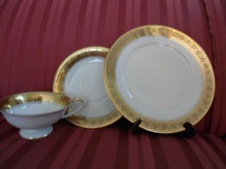 Vintage Alka Bavaria 3 - Piece Cup Saucer Dessert Plate Gold Trim