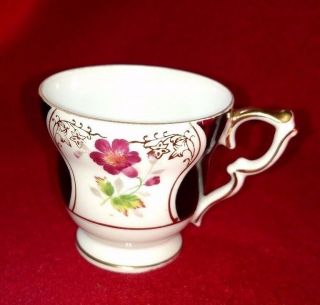 Vintage Ucagco China Mini Teacup,  Rose,  Gold And Black Design,  Mid Century,