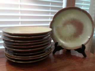 Frankoma Pottery Prairie Green 10 1/4 " Scalloped Edged Dinner Plates 5f 11 Avail