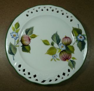 Vintage Brunelli Fruit Salad Plate Pierced Rim Green Border 8 1/2 " Made In Italy