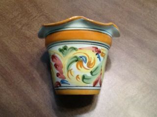 Vintage Ceramic Hand Painted Pottery Planter Flower Pot Made In Italy 3 " X 4 "