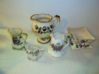6 Piece Cash Family/clinchfield Artware Pottery Violets