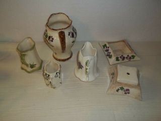 6 piece Cash Family/Clinchfield artware pottery Violets 2