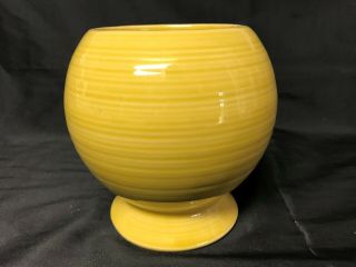 Vintage Mccoy Pottery Usa Yellow Mcm Round Ceramic Vase Pedestal Euc