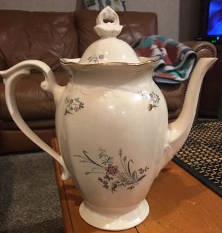 Vintage Tulowice China Large Teapot Or Coffee Pot Floral Pattern Made In Poland