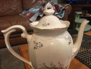 Vintage Tulowice China Large Teapot Or Coffee Pot Floral Pattern Made in Poland 2