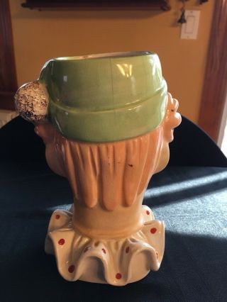Napco ware Clown Head Vase Planter Vintage Red Nose Vivid Colors Green 6in Bozo 4