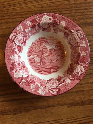 Enoch Woods English Scenery Pink Woods & Sons Fruit Dessert Bowl