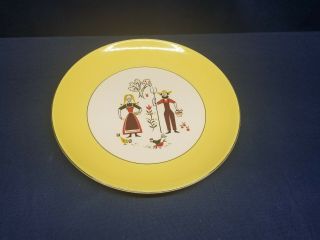 Rare Vintage Homer Laughlin Rhythm Plate E60n5 Farmer & Wife
