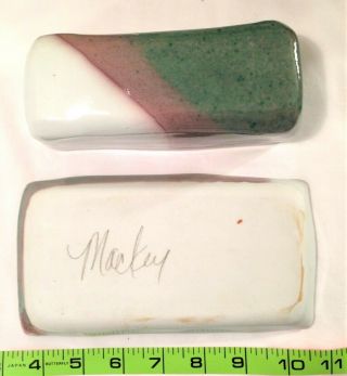 VINTAGE HANDMADE POTTERY BUTTER DISH SIGNED 