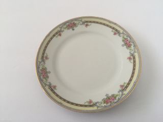 Noritake China Poinciana Pink Roses Blue Band Gold Trim - 6 - 1/2 " Bread Plate