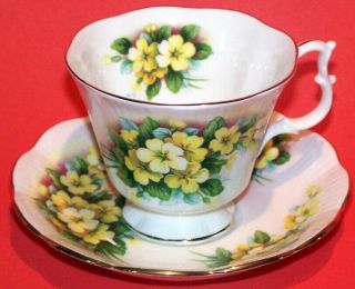 TEA CUP & SAUCER: ROYAL ALBERT bone china,  circa 1960 ' s PRIMROSE pattern 2