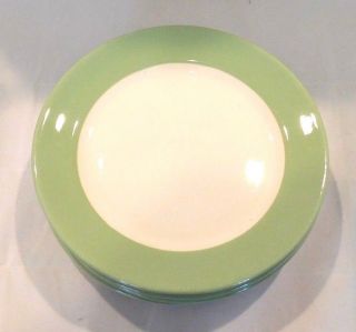 Vintage Sterling China Co Restaurant Ware 9 " Dinner Plate White W/ Green Rim