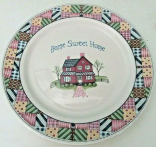 Pretty Country " Home Sweet Home " Stoneware Dinner Plate/wall Decor 10 3/4 "