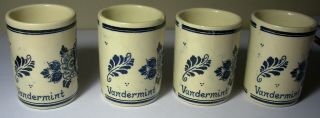 Holland Delft Blue Hand Painted 4 Shot Glasses Toothpick Cup Vandermint Windmill 2
