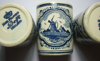 Holland Delft Blue Hand Painted 4 Shot Glasses Toothpick Cup Vandermint Windmill 4