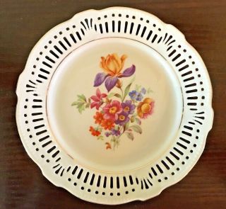 Vintage Schwarzenhammer Bavaria Germany Porcelain Reticulated Floral Plate
