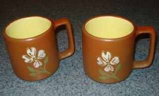 Two Pigeon Forge Pottery Cup Mug Painted Dogwood Flower