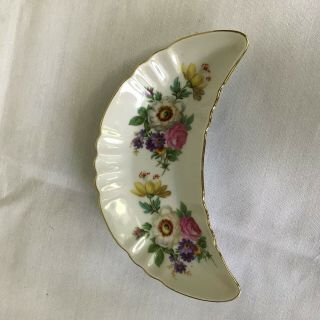 Vintage Mitterteich Bavaria Crescent Floral Leaf Trinket Dish/tray 23043 /76