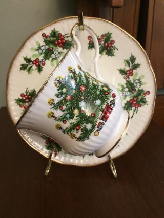Rosina China Co Ltd Queens Fine Bone China “christmas Tree” Teacup And Saucer