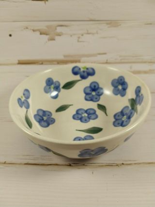 Two (2) Gibson Everyday Hand - Painted Cereal Bowls Sm Blue Flowers Gib114 Rare