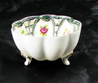 Vintage Nippon Hand Painted Footed Nut Bowl with Roses 2