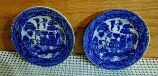 2 (faux) Blue Willow Churchill Butter Pat / Trinket Dish/plate