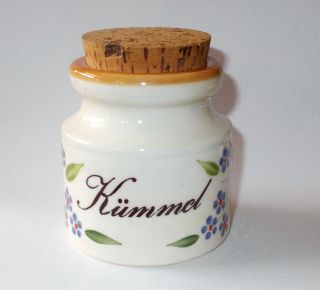Vintage Smf Schramberg,  Germany Floral Hand - Painted " Kummel " Caraway Canister
