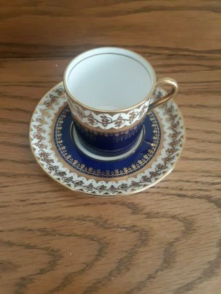 Vintage Aynsley Blue & Gold Trim Demitasse Cup & Saucer Set