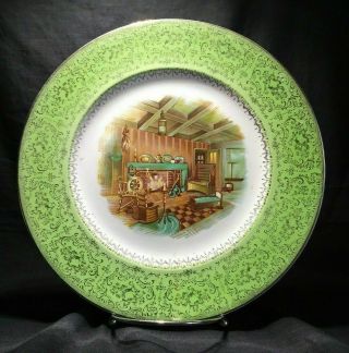Fireside Decorative Plate - - Imperial Salem China Co Service Plate 23 Karat Usa