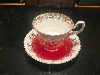 Royal Albert Bone China Footed Cup & Saucer Set - Regal Series - Made In England -