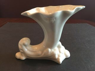 Cornucopia Vase Vintage Pottery Mccoy? Matte White Glaze