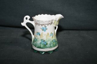Vintage Rs Prussia Porcelain Green With Flowers Small Creamer