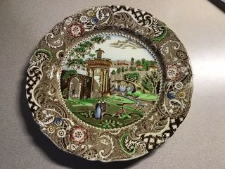 10 " Wide Vintage Porcelain Plate W.  R.  Midwinter England Landscape,  Garden
