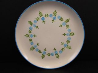 Stetson 7 - 1/2 " Salad Plate Ring Of Blue Flowers Green Leaves Blue Trim B62