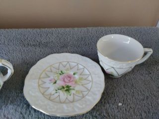 Vintage Porcelain Summco 44T383 nesting Tea Pot w/Lid & Cup & Saucer 4