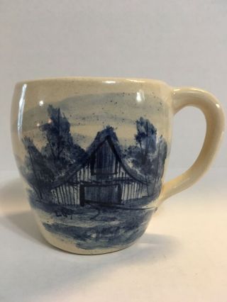 Barn Mug By Paul Storie Pottery Co. ,  Marshall,  Tx,  16 Oz.  Blue,